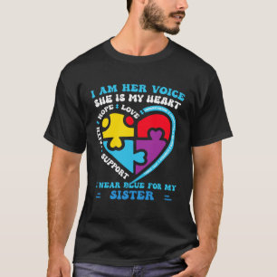 I Wear Blue For My sister Autism Awareness brother T-Shirt