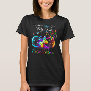 I Wear Blue For My Sister Butterfly Autism Awarene T-Shirt