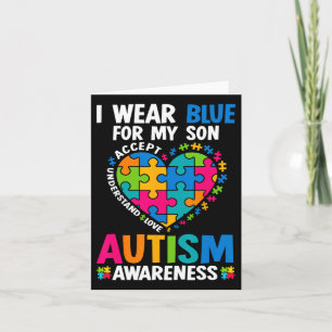 I Wear Blue For My Son Autism Awareness Autistic M Card