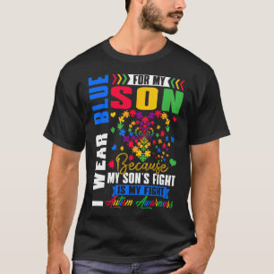 I Wear Blue For My Son Autism Awareness Day Aunt U T-Shirt