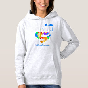 I Wear Blue For My Son Autism Awareness day Mom Da Hoodie