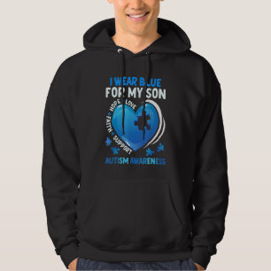 I Wear Blue For My Son Autism Awareness Mom Dad Hoodie
