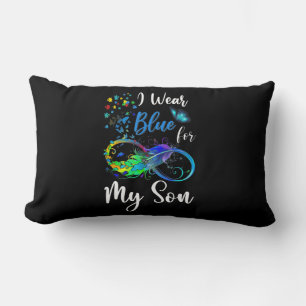 I Wear Blue for My Son Autism Awareness Mom Dad Ki Lumbar Pillow