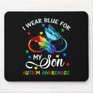 I Wear Blue For My Son Autism Awareness Mom Dad Mouse Pad