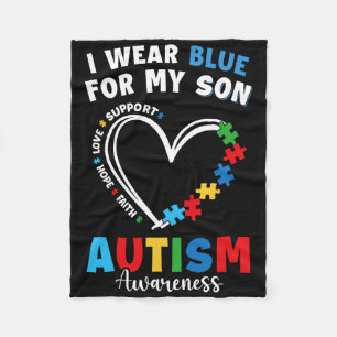 I Wear Blue For My Son Autism Awareness Mom Dad Pa Fleece Blanket