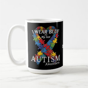 I Wear Blue for My Son Autism Awareness Support Coffee Mug