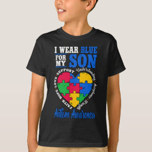I Wear Blue For My Son Autism Awareness  T-Shirt