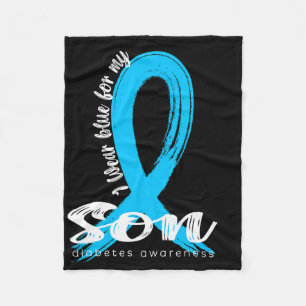 I Wear Blue For My Son Diabetes Awareness Blue Rib Fleece Blanket