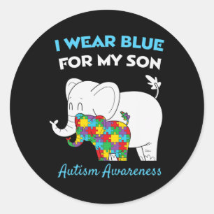 I Wear Blue For My Son Proud Autism Awareness Mom Classic Round Sticker