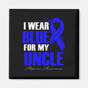 I Wear Blue For My Uncle Alopecia Feather Magnet