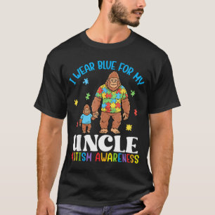 I Wear Blue For My Uncle Autism Awareness Bigfoot  T-Shirt