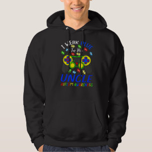 I Wear Blue For My Uncle Autism Awareness Boys Vid Hoodie
