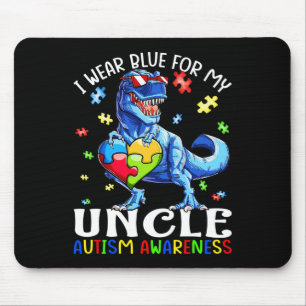 I Wear Blue For My Uncle Autism Awareness Dinosaur Mouse Pad