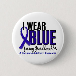 I Wear Blue Granddaughter 10 Rheumatoid Arthritis 2 Inch Round Button