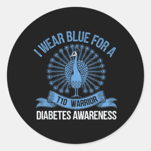 I Wear Blue Pea Diabetes Awareness Classic Round Sticker
