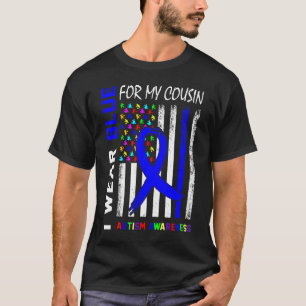 I Wear Blue Ribbon For My Cousin Autism Awareness  T-Shirt