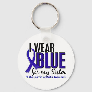 I Wear Blue Sister Rheumatoid Arthritis RA Keychain