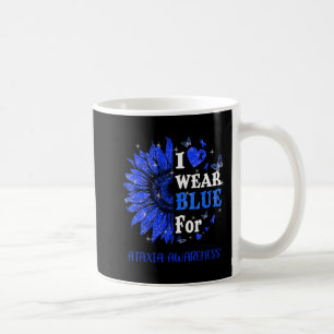 I wear Blue Twinkle Heart Sunflower Ataxia Awarene Coffee Mug