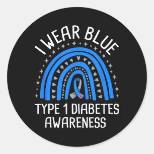 I Wear Blue Type 1 Diabetes Awareness Classic Round Sticker