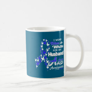 I wear blue white for my husband - als awareness coffee mug