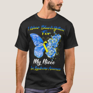 I Wear Blue & Yellow For My Niece Down Syndrome Aw T-Shirt