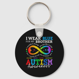 I Wear Blues For My Brother Autism Awareness Mom D Keychain