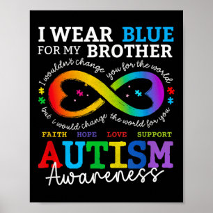 I Wear Blues For My Brother Autism Awareness Mom D Poster