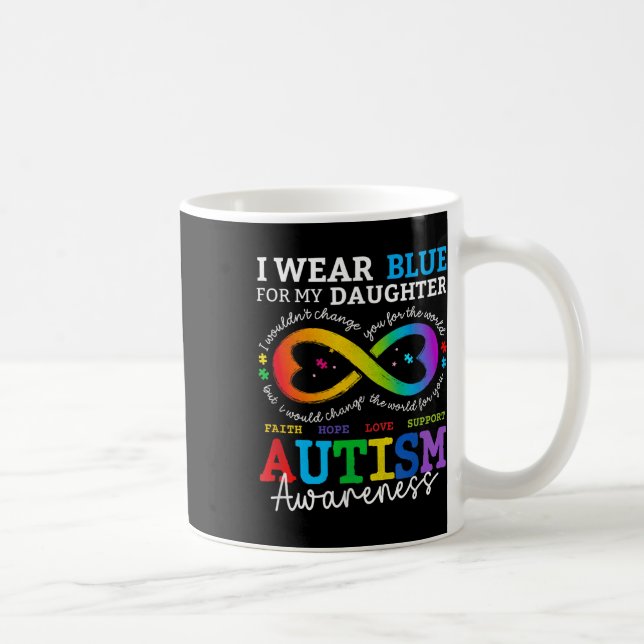 I Wear Blues For My Daughter Autism Awareness Mom  Coffee Mug (Right)
