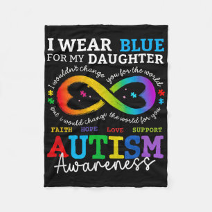 I Wear Blues For My Daughter Autism Awareness Mom Fleece Blanket