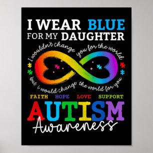 I Wear Blues For My Daughter Autism Awareness Mom  Poster