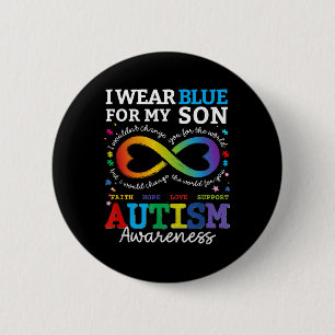 I Wear Blues For My Son Autism Awareness Mom Dad P 2 Inch Round Button