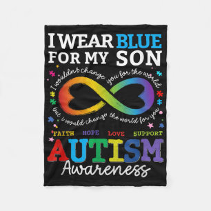 I Wear Blues For My Son Autism Awareness Mom Dad P Fleece Blanket