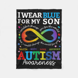 I Wear Blues For My Son Autism Awareness Mom Dad P Fleece Blanket