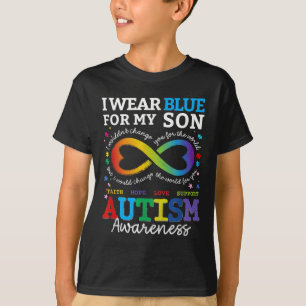 I Wear Blues For My Son Autism Awareness Mom Dad P T-Shirt