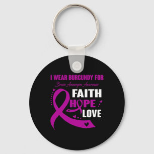 I Wear Burgundy For Brain Aneurysm Awareness Gifts Keychain