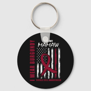 I Wear Burgundy For Mamaw Sickle Cell Awareness Fl Keychain