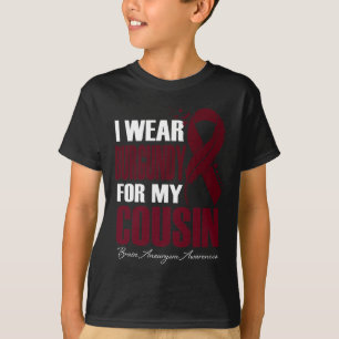 I Wear Burgundy For My Cousin Brain Aneurysm Aware T-Shirt