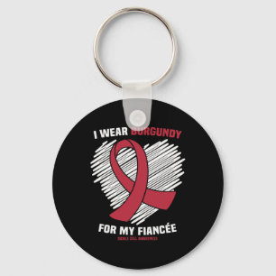 I Wear Burgundy For My Fiancee Sickle Cell Awarene Keychain