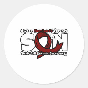 I Wear Burgundy For My Son - Sickle Cell Awareness Classic Round Sticker