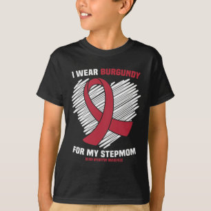 I Wear Burgundy For My Stepmom Brain Aneurysm Awar T-Shirt