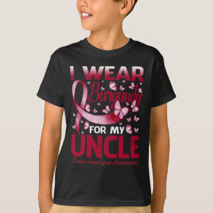 I Wear Burgundy For My Uncle Brain Aneurysm Awaren T-Shirt