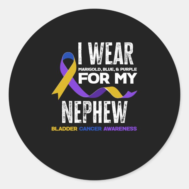 I Wear For My Nephew Bladder Cancer Awareness Classic Round Sticker (Front)