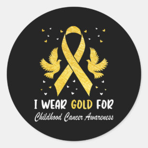 I Wear Gold For Childhood Cancer Awareness Golden Classic Round Sticker