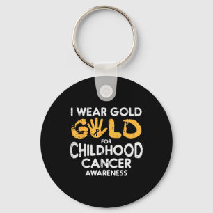 I Wear Gold For Childhood Cancer Awareness Men Wom Keychain