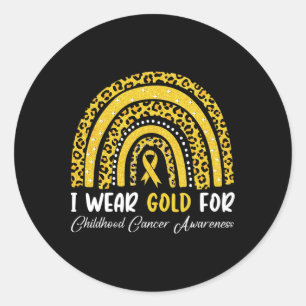 I Wear Gold For Childhood Cancer Awareness Rainbow Classic Round Sticker