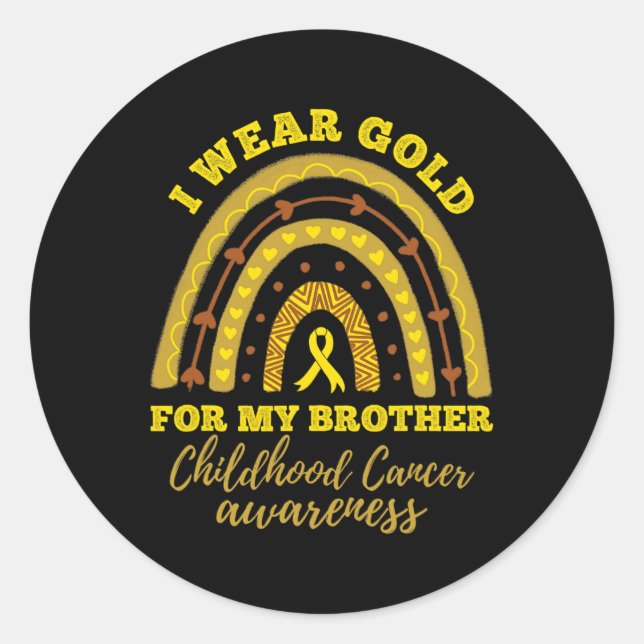 I Wear Gold For My Brother Childhood Cancer Awaren Classic Round Sticker (Front)
