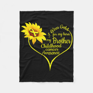I Wear Gold For My Brother Childhood Cancer Awaren Fleece Blanket