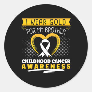 I Wear Gold For My Brother Heart 1  Classic Round Sticker
