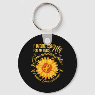 I Wear Gold For My Granddaughter Childhood Cancer Keychain