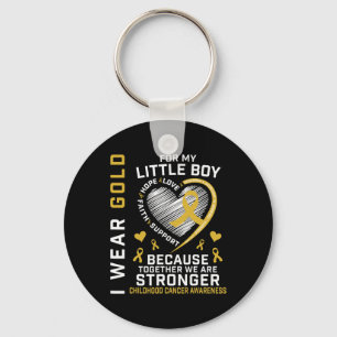 I Wear Gold For My Little Boy Son Childhood Cancer Keychain